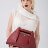 A Class Hakiki Deri Bayan EL ve Omuz Çantası 39x24x22 cm - Burgundy Red