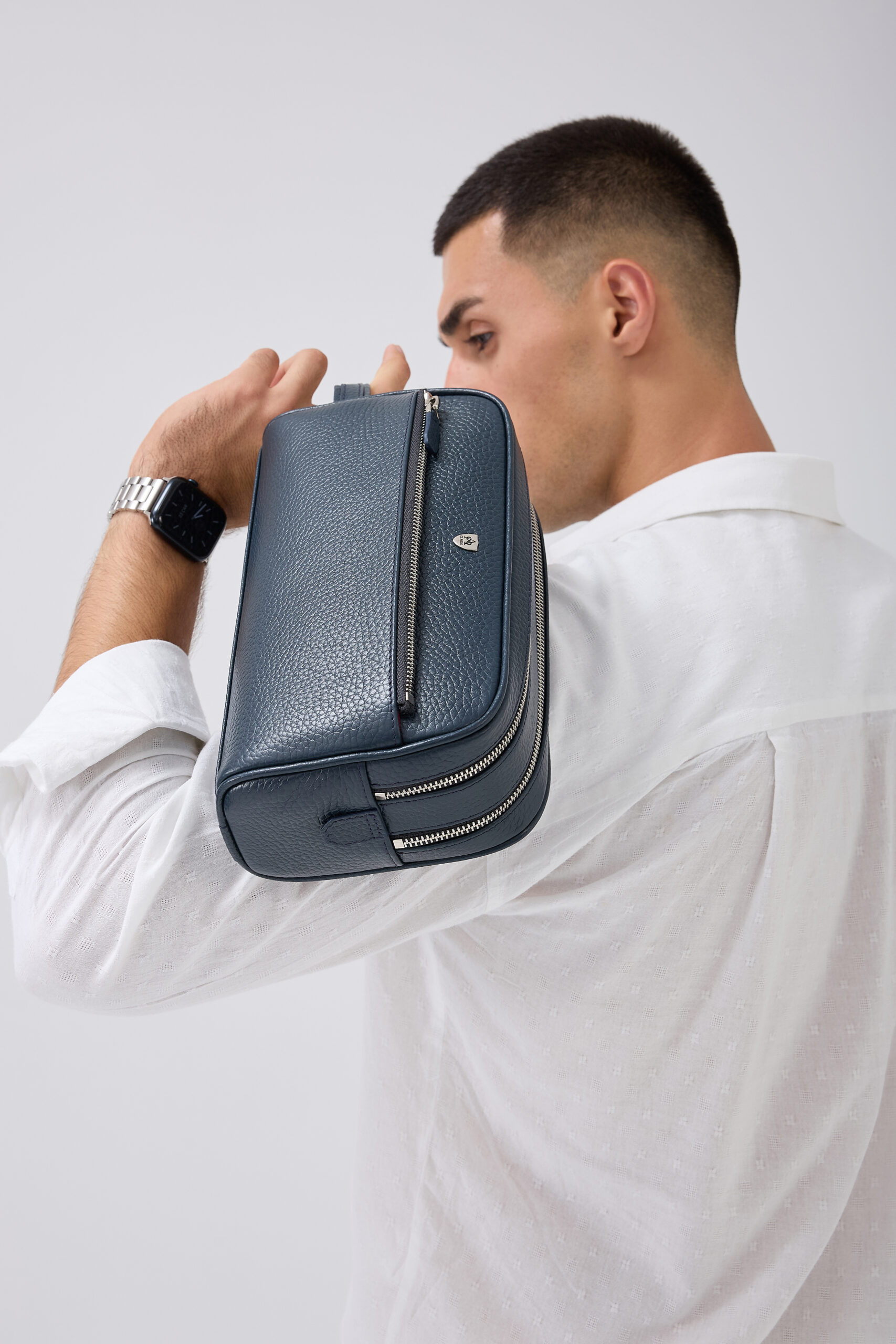 A Class Hakiki Deri Flotr Lacivert Erkek El Çantası (Klaç) 26,5x14x9,5 cm - Image 3