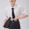A Class Hakiki Deri Bayan EL ve Omuz Çantası 39x24x22 cm - Black
