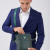 A Class Hakiki Piton Derisi Erkek Postacı Çanta 19x22x6.5 cm - Green